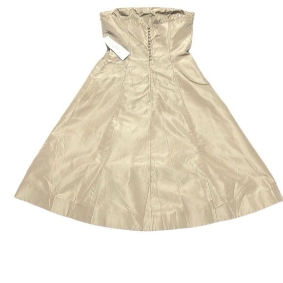 J CREW NWT Elegant Strapless A-Line Midi Dress San Color 100% Silk Size 8 - Picture 3 of 10